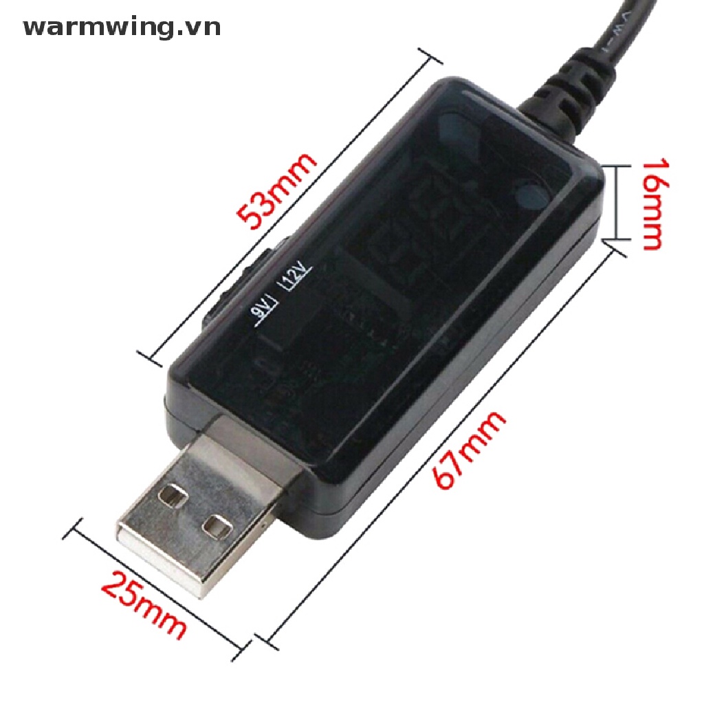 【warmwing】 Usb booster cable 5V step up to 9V 12V voltage converter 1A step-up display .