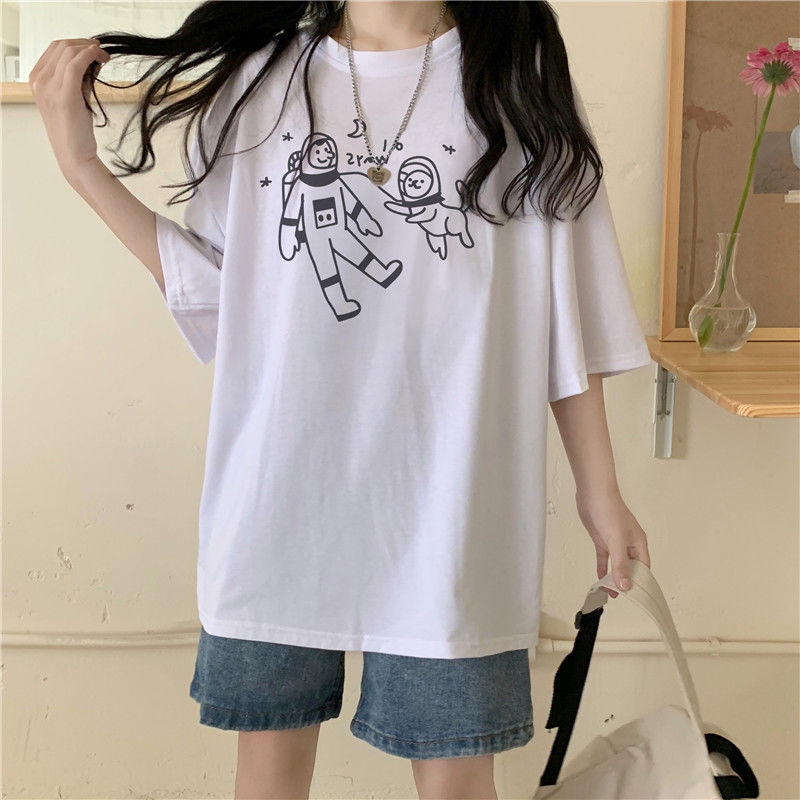 Áo thun tay lửng dáng dài rộng thời trang Hàn Quốc dành cho nữ