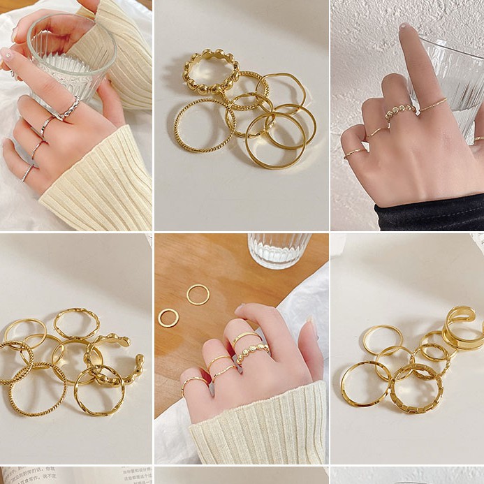 Set nhẫn thiết kế hở ngón thời trang Hàn Quốc