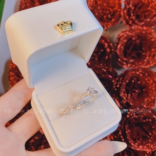 Nhẫn đôi OCTOBER JEWELRY đính đá đơn giản MS149 bạc thật