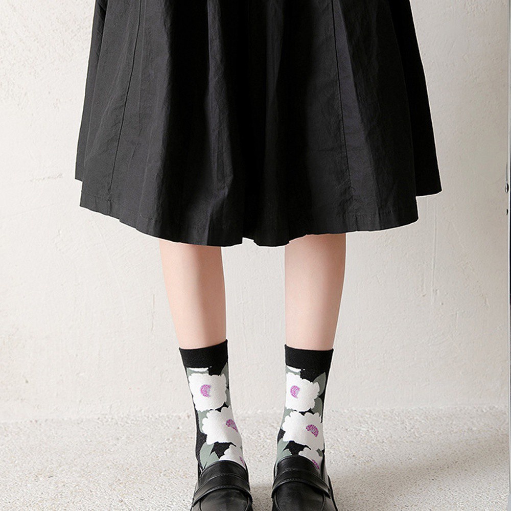 Vớ Cotton Cổ Cao In Họa Tiết Hoa / Mèo Phong Cách Harajuku Cổ Điển Thời Trang Cho Nữ