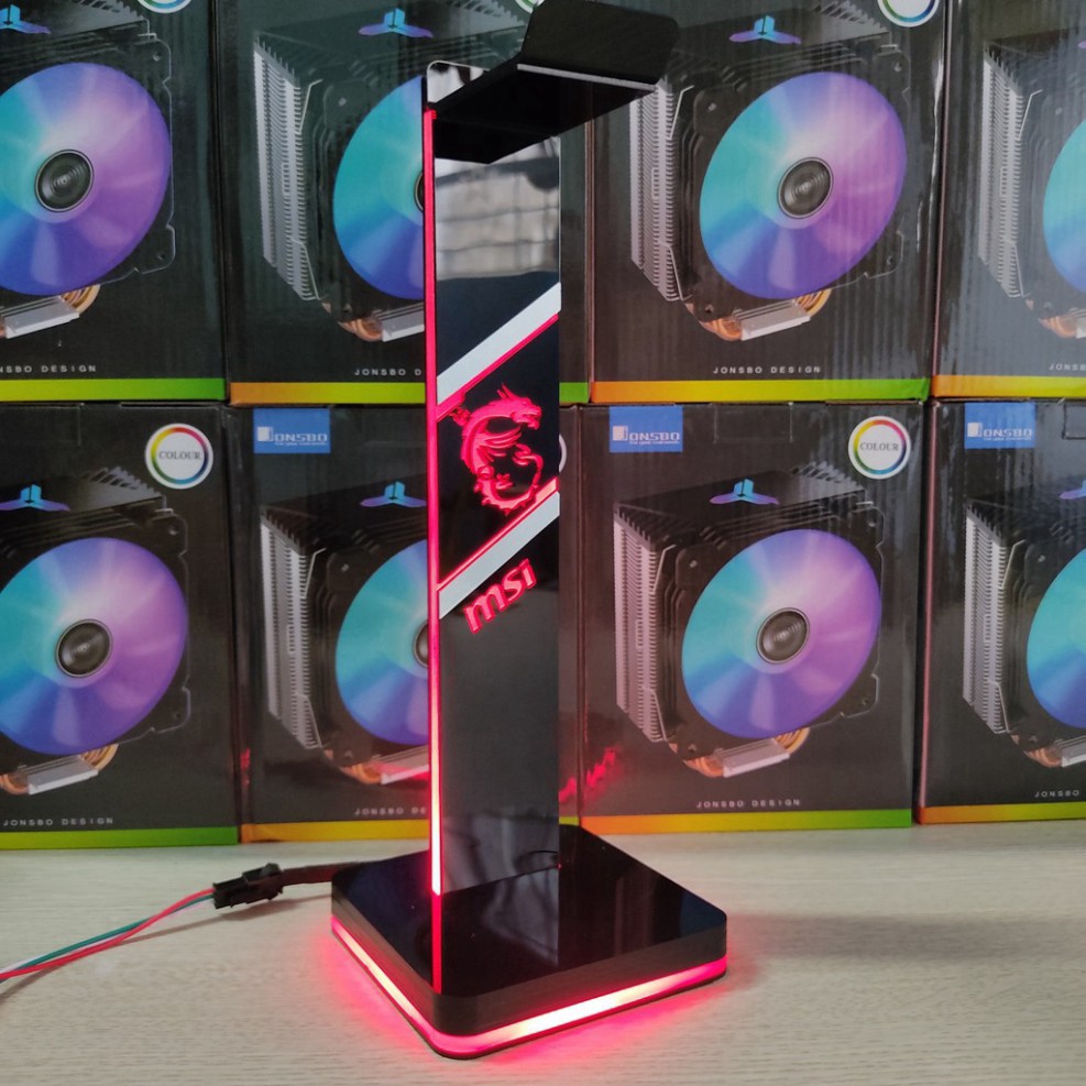 🎯  Giá treo tai nghe Gaming Logo MSI Led RGB, tặng kèm điều khiển chỉnh màu
