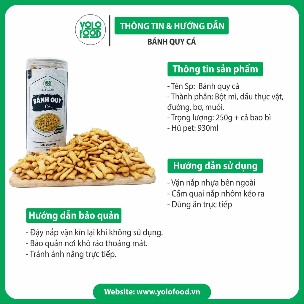 Bánh quy cá mặn hộp 250g YOLO FOOD đồ ăn vặt ngon , bánh cá mặn tuổi thơ thơm giòn béo vị mặn mặn , chất lượng  ATVSTP