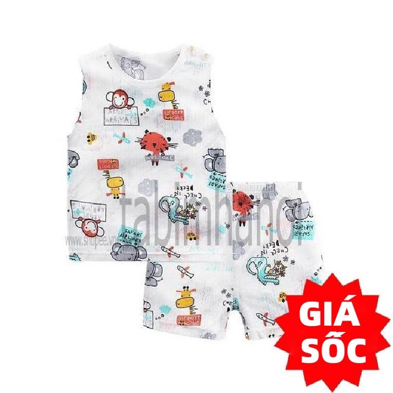 Bộ quần áo trẻ em ba lỗ chất cotton thông hơi QATE495 cho bé sơ sinh đến 16kg | WebRaoVat - webraovat.net.vn