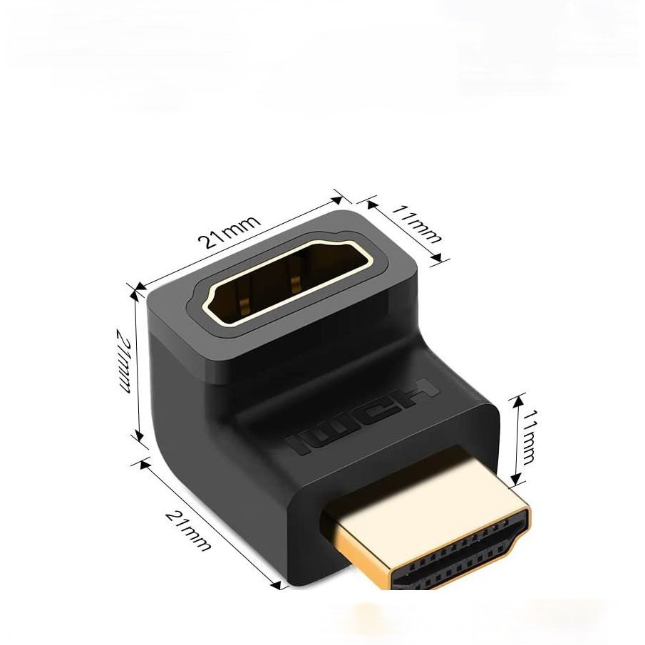 Đầu nối cổng HDMI male sang HDMI female vuông góc 90 độ - UGREEN 20110 - (màu đen)