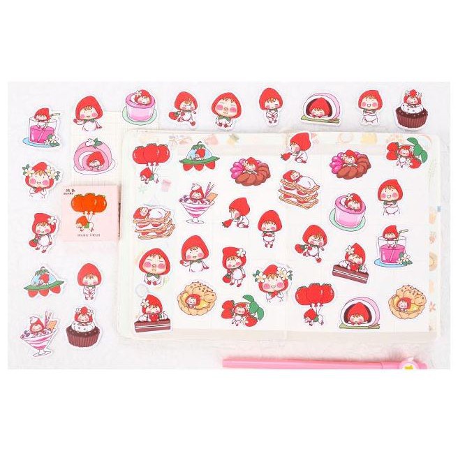 Bộ 45 Sticker Bé Dâu Tây Đáng Yêu E109