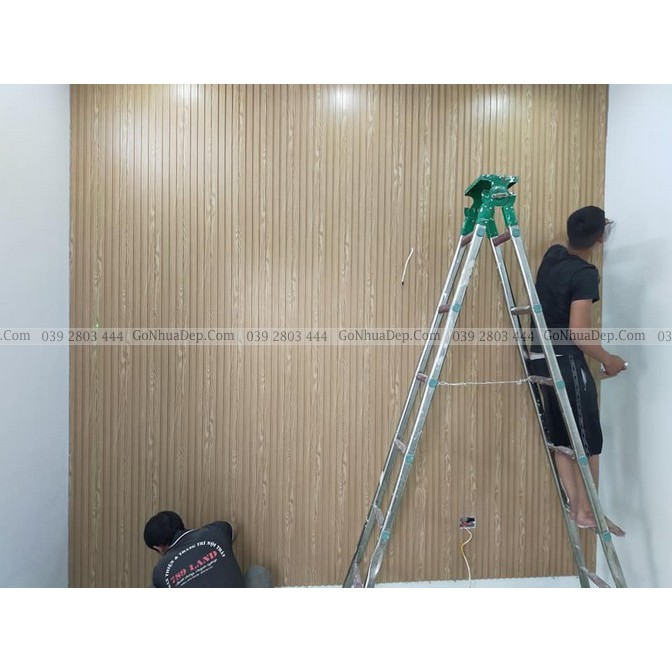 Tấm ốp gỗ nhựa tường trần nội thất,loại 3 sóng thấp,  tạo nên không gian sang trọng, ấm áp