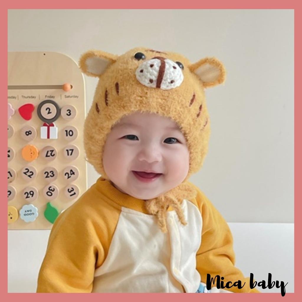 Mũ len hình hổ đáng yêu cho bé, nón len mùa đông kiểu dáng hình thú dễ thương cho bé ML193 Mica baby