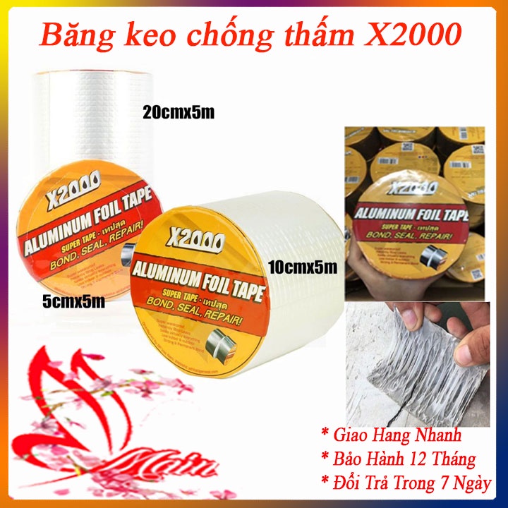 Băng Keo Chống Thấm X2000 5cm Và 10cm, Băng Keo Chống Dột Mát Tôn