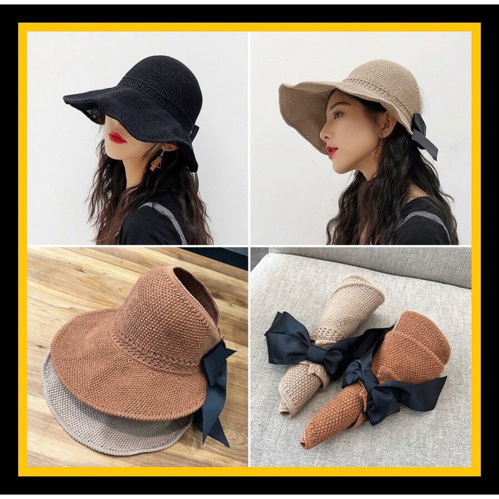 Nón Cói Hở Chóp Nơ Sau Siêu Xinh - Nón đi biển (gọn - vành tăng đưa)