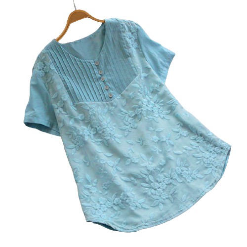 ZANZEA Women Short Sleeve Asymmetrical Casual Cotton Blouse