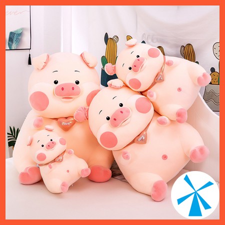 Gấu bông con heo hồng cute cổ tim cánh thiên thần