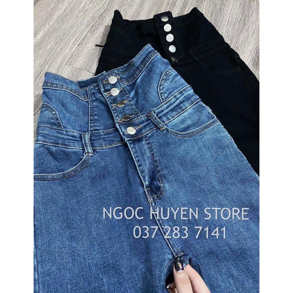 Quần jeans nữ skinny shyntores cúc dọc lưng cao vải co giãn mạnh siêu hot