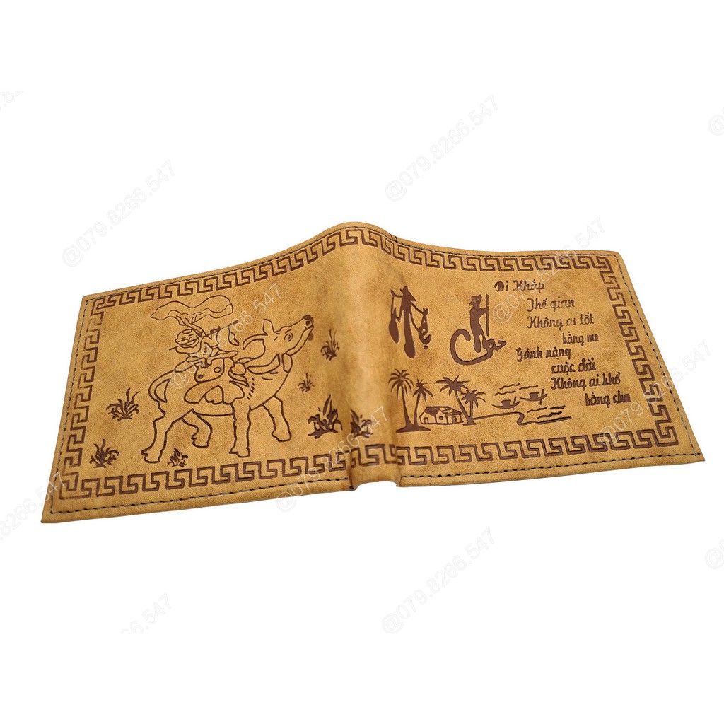 Bóp nam BNGR-642 da PU in hình cha mẹ đẹp mắt | BH 12 tháng