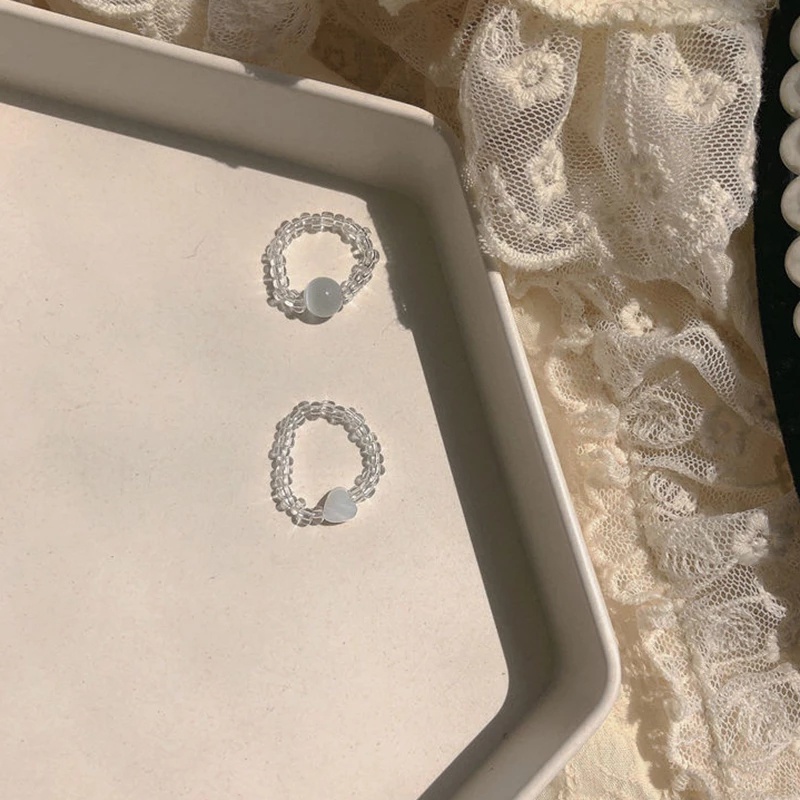 Nhẫn Đính Đá Opal Trong Suốt Có Thể Điều Chỉnh Phong Cách Bohemian Thời Trang Cho Nữ