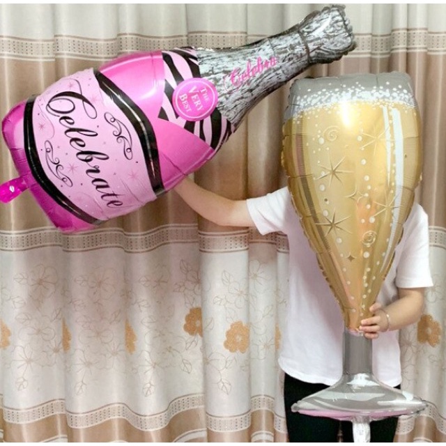 Bóng hình chai rượu, cốc bia, ly vang size đại trang trí sinh nhật sự kiện - Kem Shop K249