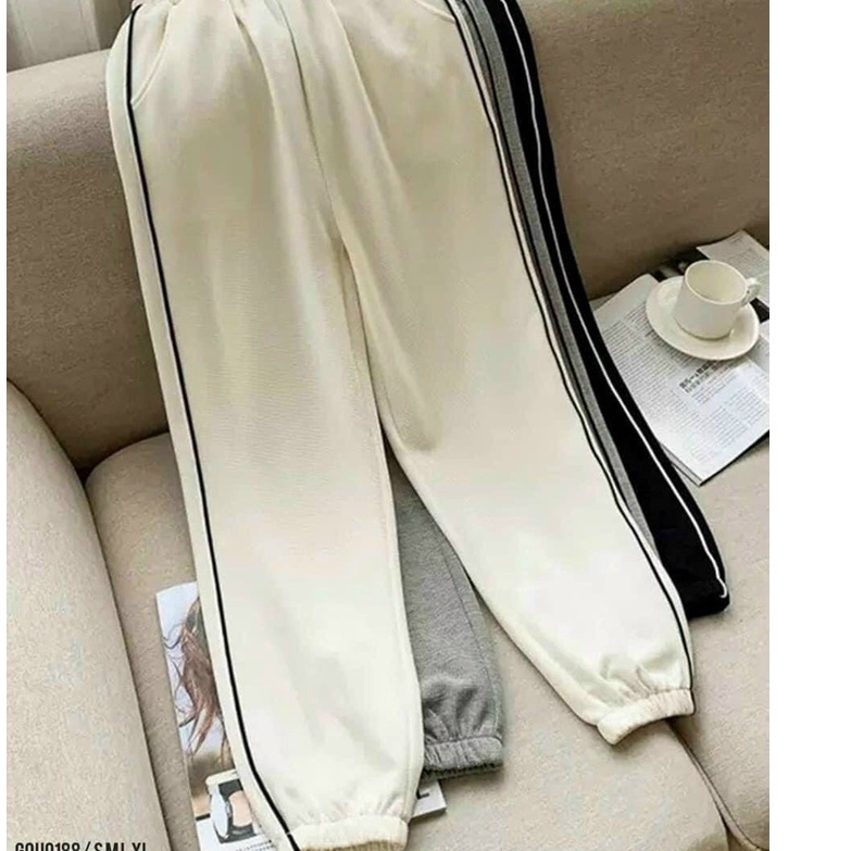 Quần Jogger Nữ viền sọc bo gấu vải tổ ong m606