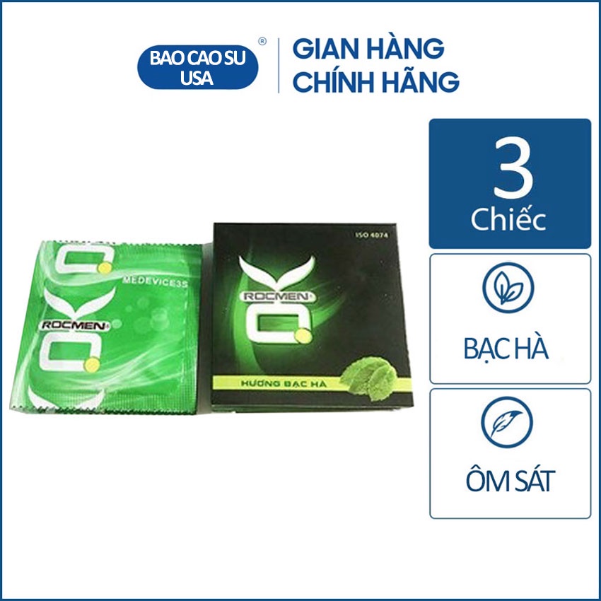 Bao cao su gia đình Ok Rocmen bạc hà mát mạnh - Hộp 3 cái