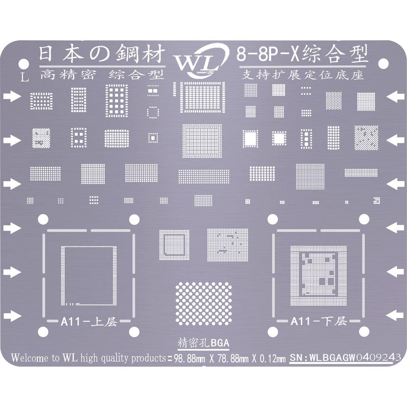 Vỉ làm chân iPhone 8-8P-X WL đủ ic