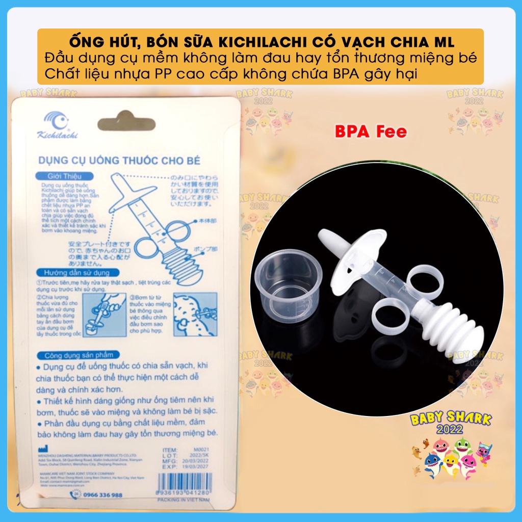 Dụng cụ cho bé uống thuốc chống sặc Kichilachi CHÍNH HÃNG cho bé không chịu ti bình
