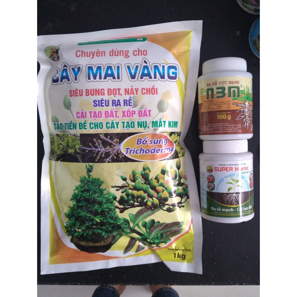 Bộ sản phẩm chắm sóc bộ rễ chẵc khoẻ cho hoa Mai (p.mai, n3m,humic)