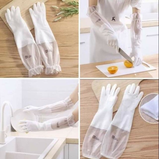 GĂNG TAY CAO SU DÀI Bao Tay Rửa Bát, Giặt Quần Áo Loại Dài Bo Chun / Siêu dai, Cảm giác thật