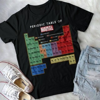 Áo thun nam nữ unisex Marvel bảng tuần hoàn hóa học tên các nhân vật