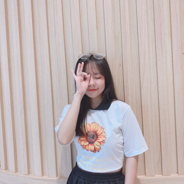 FREESHIP 50K - Áo Croptop Ullzang Hoa Cúc