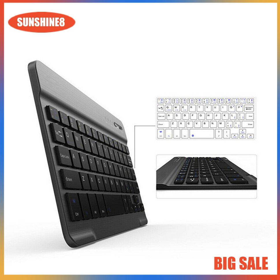 【SUN】Bàn phím không dây Ultra Slim 7 màu LED Backlit Có thể sạc lại Bàn phím 7 inch