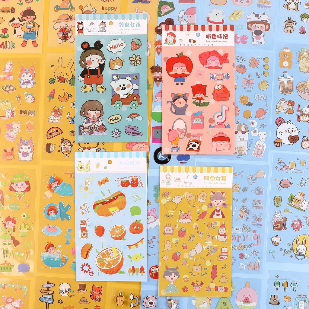 Bộ 6 Tờ Sticker Cắt Dán Hoạt Hình Thú Cưng Dễ Thương