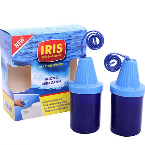 Hộp 2 Sáp Thơm Bồn Cầu Iris Hương Biển Xanh - Khử mùi diệt khuẩn &amp; Thơm mát - Sử dụng được 1200 lần xả (50g/ sáp)