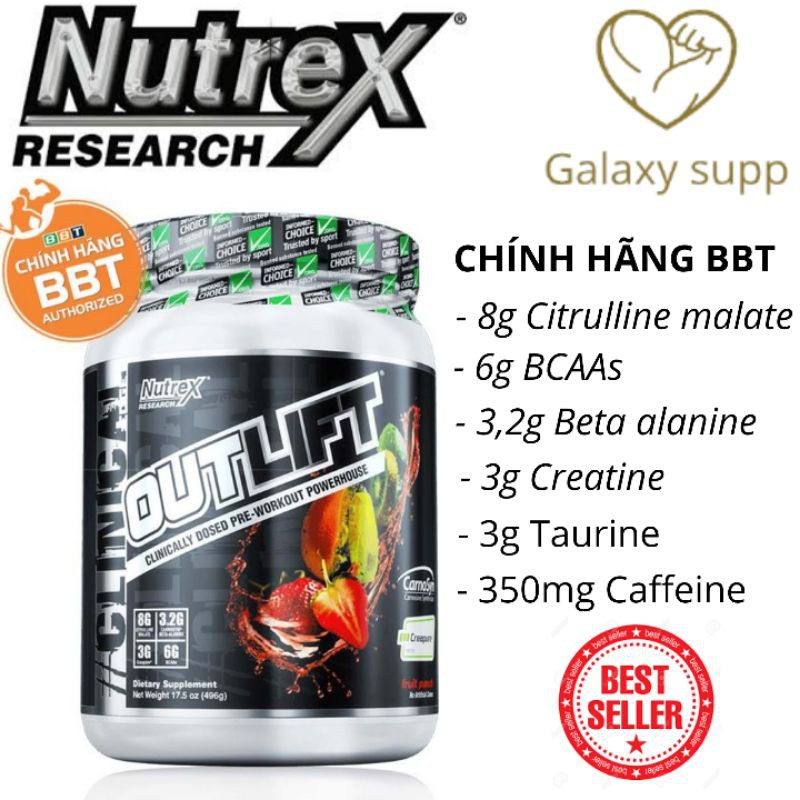 Nutrex Outlift Preworkout tăng sức mạnh 20 serving