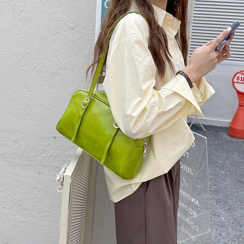 Green shoulder bag niche casual armpit bag