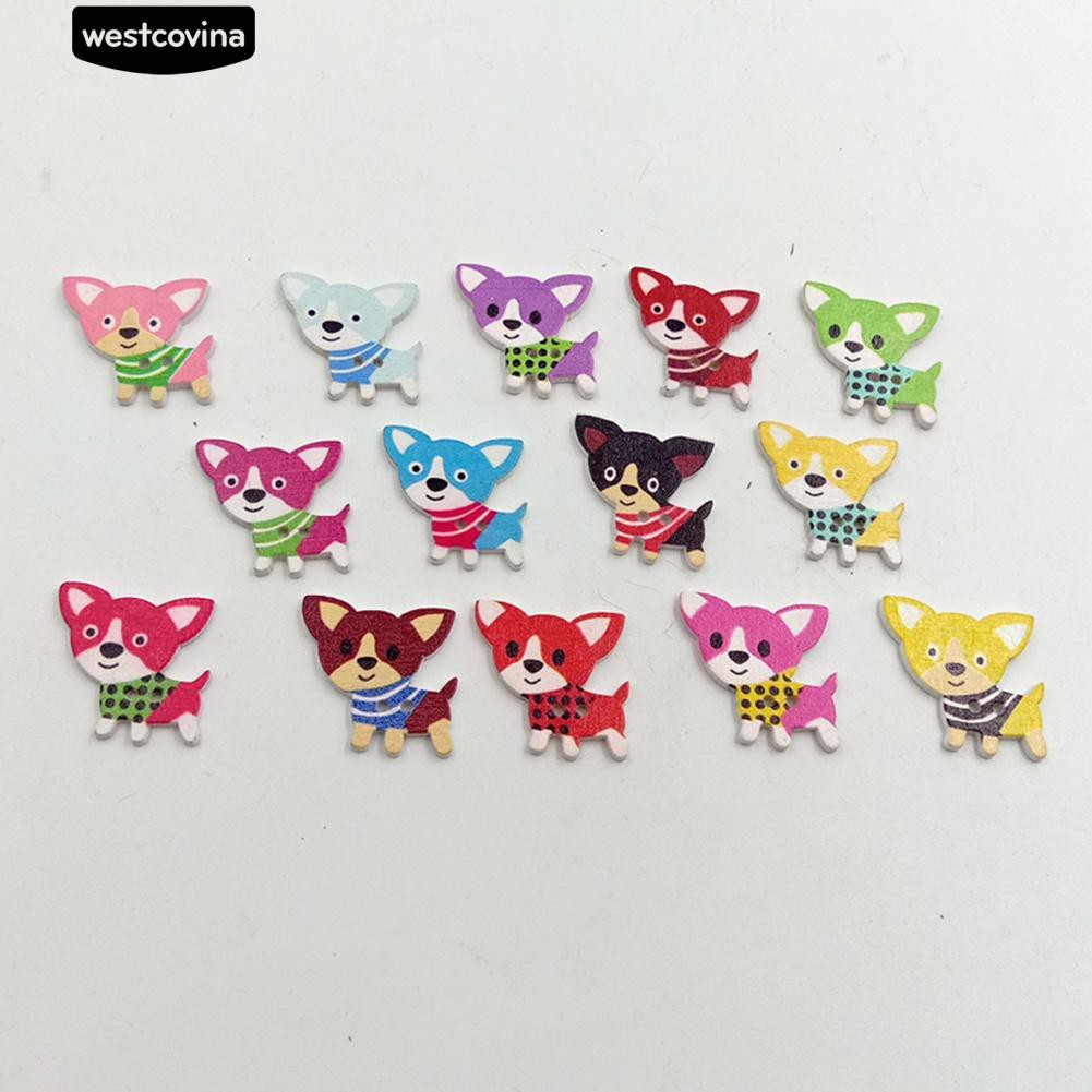 50 Cúc gỗ hình chú cún xinh xắn dùng để trang trí đồ dùng thủ công