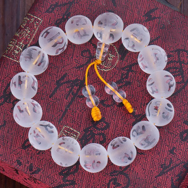 Vòng Tay Chuỗi Hạt Pha Lê Trắng Tự Nhiên Phong Cách Phật Giáo Cho Nam Và Nữ