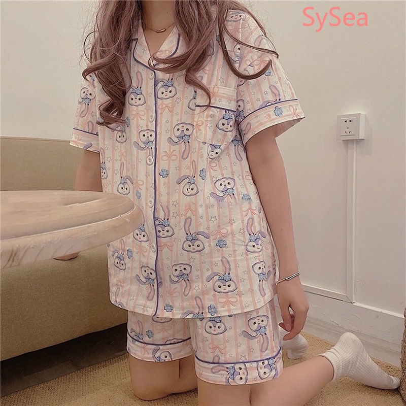 Bộ Đồ Ngủ Ngắn Tay Thời Trang Mùa Hè Ngọt Ngào Dành Cho Nữ