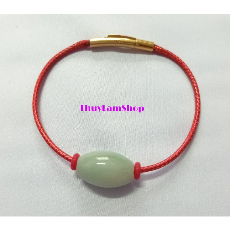 Vòng tay lu thống đầu xuôi đuôi lọt đá trắng xanh ngọc khóa bấm vip chuẩn A