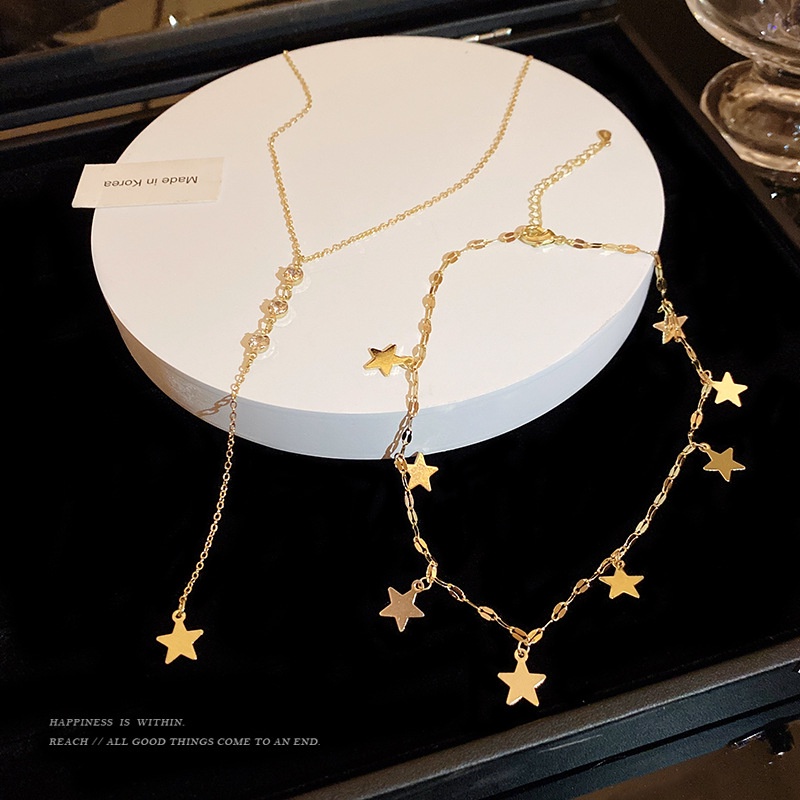 Vòng Cổ choker Dáng Dài Đính Hạt Ngọc Trai Và Ngôi Sao Năm Cánh Dễ Phối Đồ Thời Trang Cho Nữ