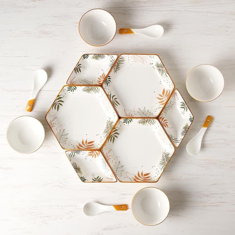 🌼BỘ ĐĨA LỤC GIÁC 06 MÓN| SET 06 MÓN ĐĨA BỘ 🌼