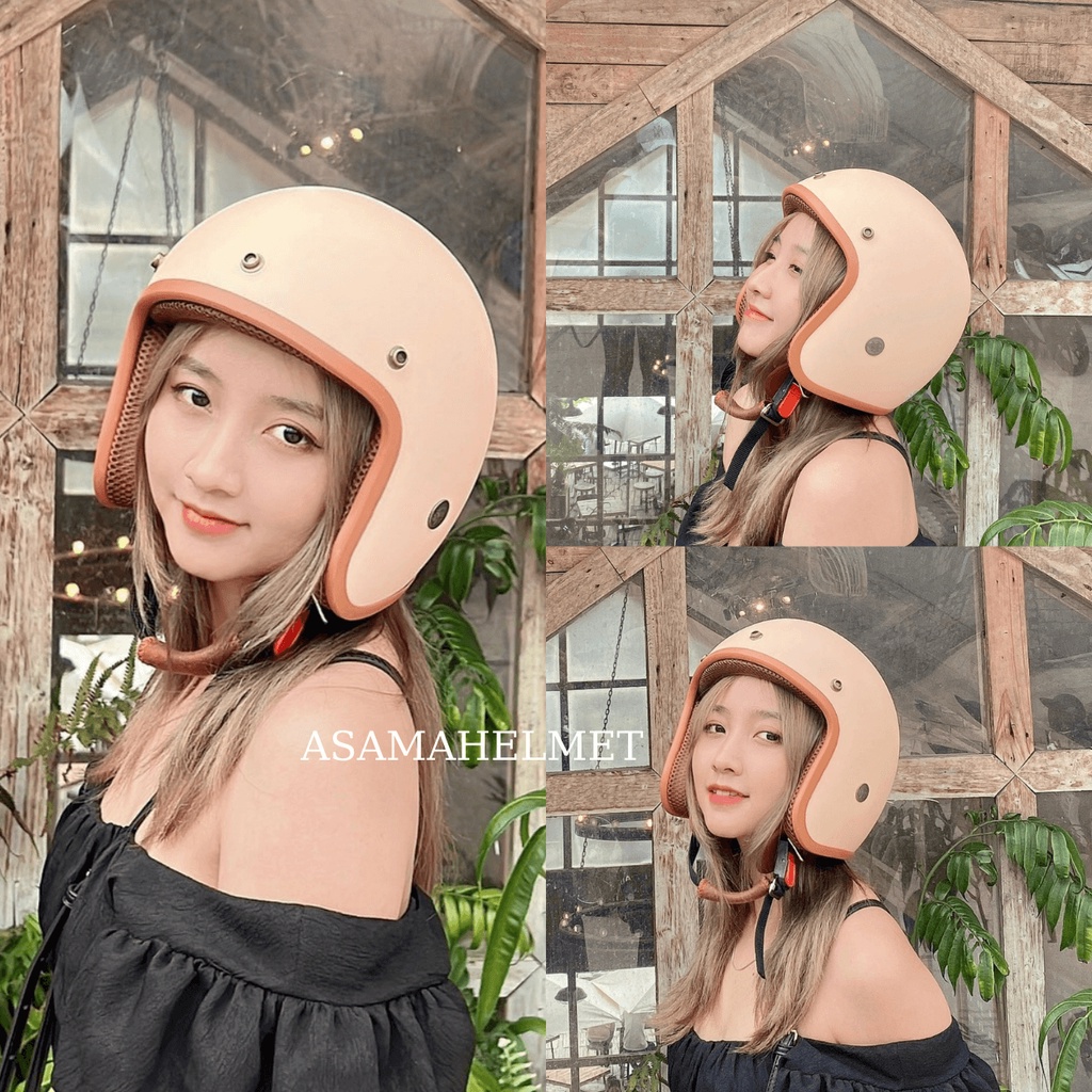 Mũ bảo hiểm 3/4 Classic lót màu - mũ 3/4 nam nữ freesize chính hãng