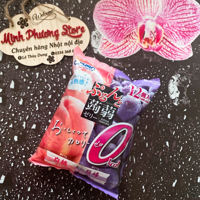 Thạch rau câu orihiro Đào Nho 12 miếng 0 kcal