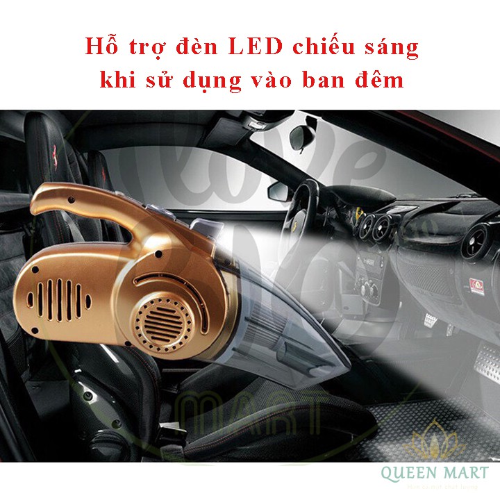 Máy hút bụi xe hơi cầm tay 4 trong 1 kiêm bơm lốp đèn pin và áp suất - Máy hút bụi cầm tay oto kiêm bơm lốp đa năng LNT