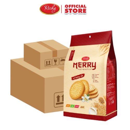 Thùng Bánh Quy Richy Merry Sữa 192gr (20 túi)