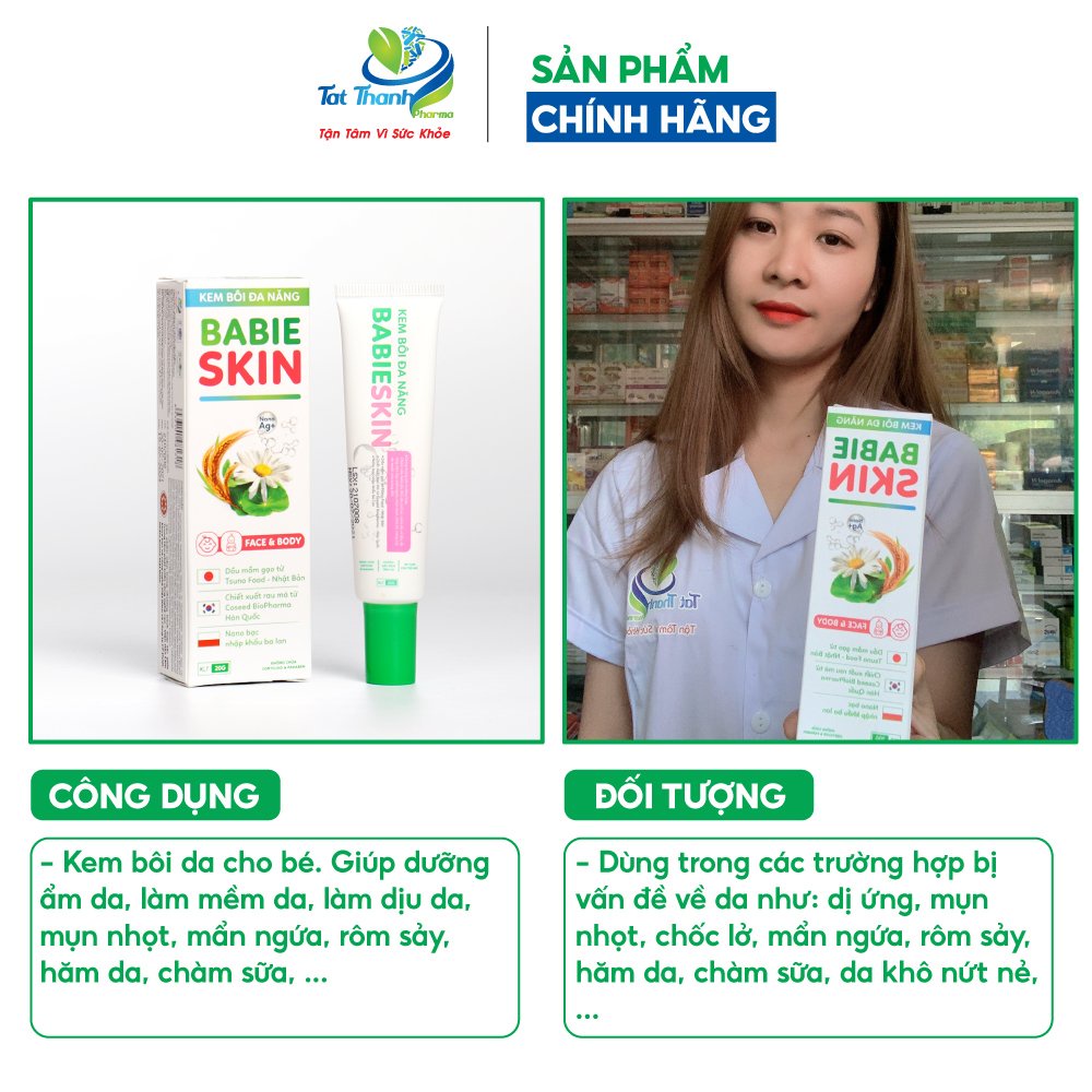 Kem bôi đa năng Babie Skin Tất Thành Pharma dưỡng ẩm làm dịu da cho bé 20g