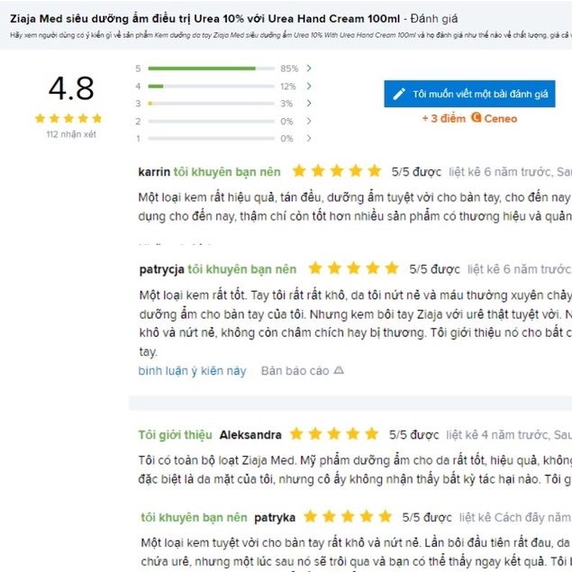 Kem dưỡng da tay Ziaja Med Mocznik với 10% Ure chăm sóc và dưỡng ẩm tay chuyên dụng 100ml