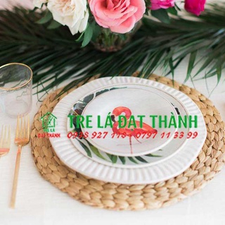 Thảm lục bình tròn trang trí chụp ảnh, decor nhà cửa, bàn ăn
