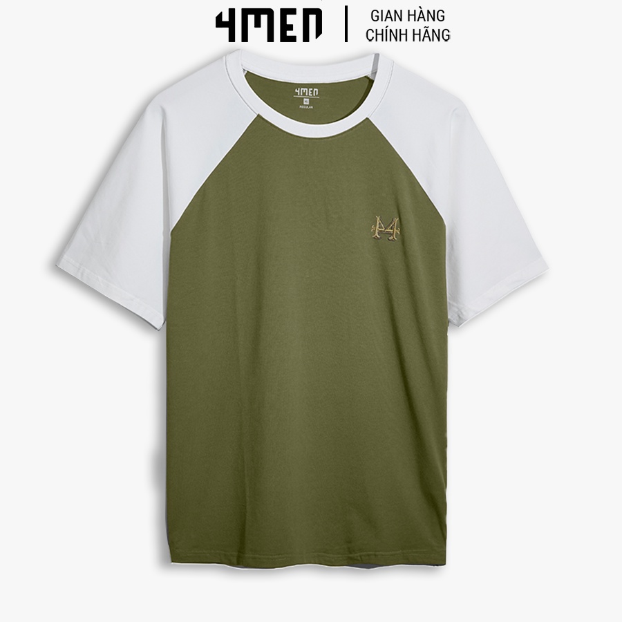 Áo Thun Nam Phối Tay RAGLAN Thêu 4M 4MEN AT059 form suông thoải mái vải cotton thoáng mát, thấm mồ hôi, co giãn