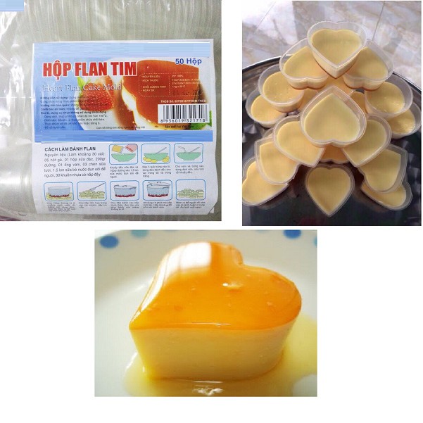 Khuôn bánh flan, rau câu, sữa chua hình trái tim có nắp (50 cái x 90ml)