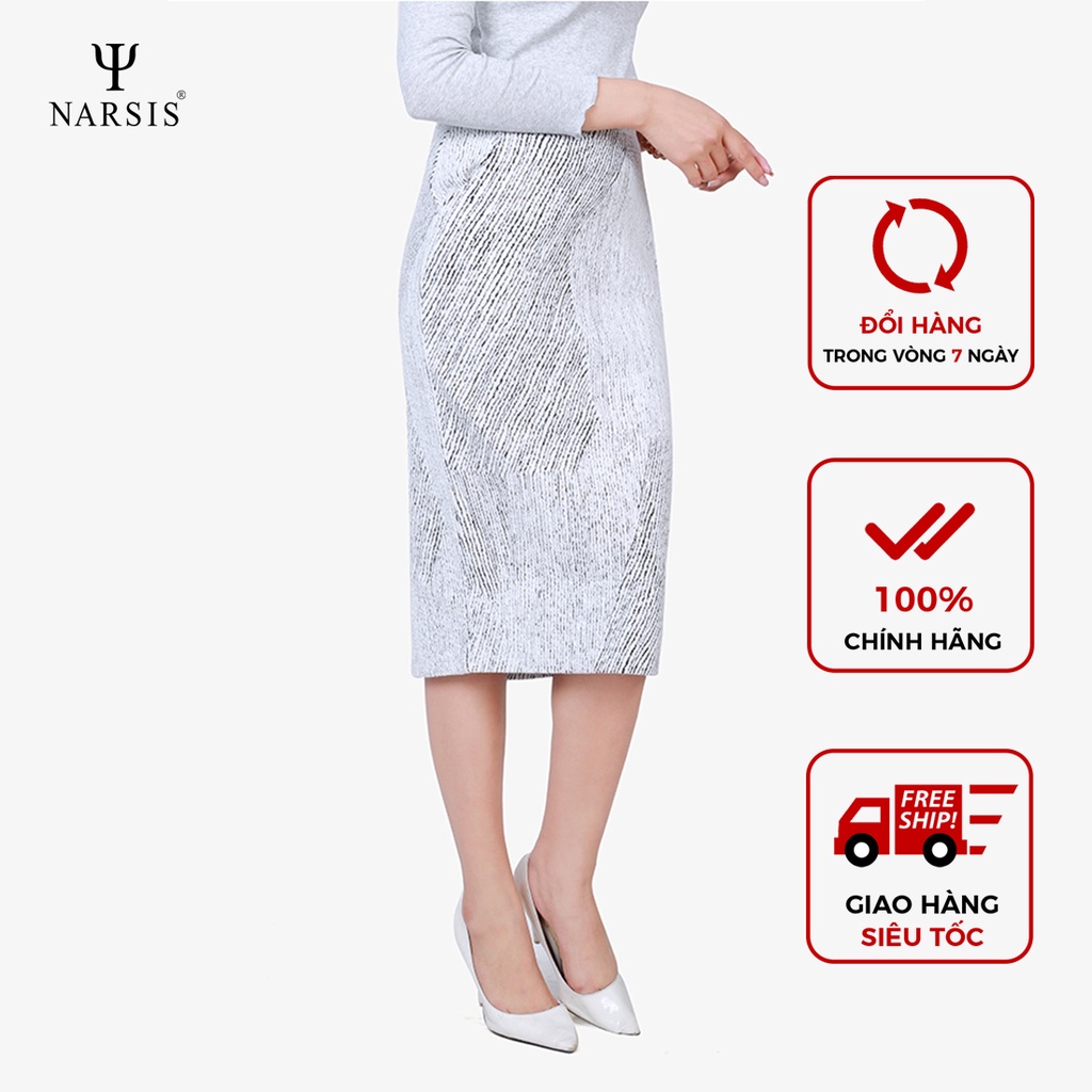 Váy nữ len xốp trắng thu đông Narsis B8018