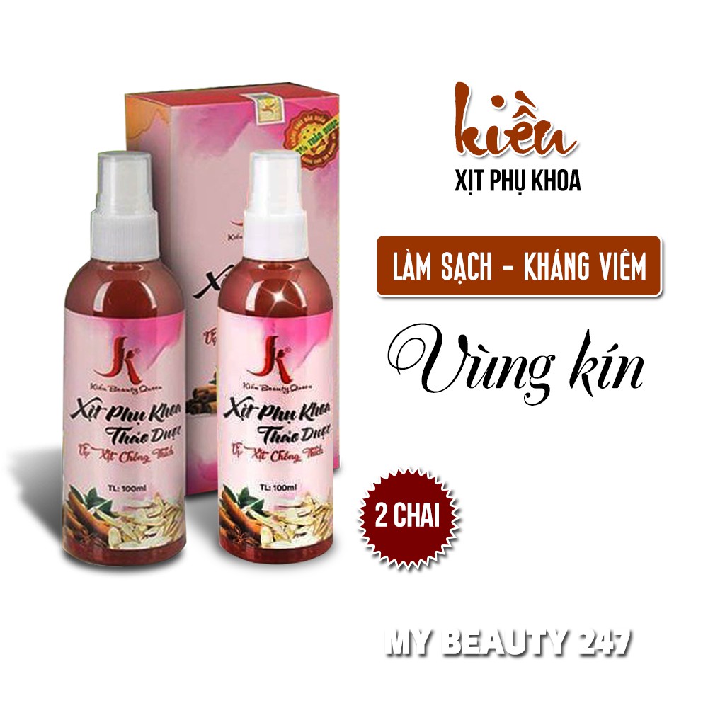 [Vĩnh Biệt Mùi Hôi] Xịt Phụ Khoa Kiều Beauty Queen (100ml)-Chiết Xuất thảo Dược Thiên Nhiên. Xịt Se Khít Làm Hồng Cô Bé.